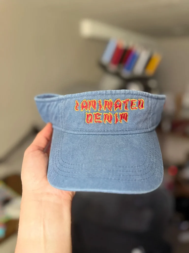 Laminated Denim Embroidered Visor